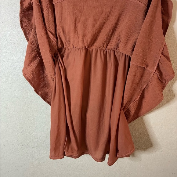 New In Bohemian Rust Sleeveless Tiered Mini Dress M - Picture 8 of 11